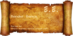 Bender Bence névjegykártya